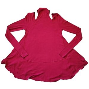 Free People XS Cold Shoulder Mock Neck Peplum Top Extra Small Boho Sheik